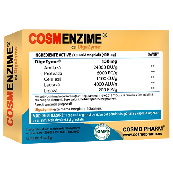 CosmEnzime TOTAL CARE® , Usureaza Digestia si Tranzitul Intestinal 4 Supliment Cosmenzime Total Care Cosmo Pharm – enzime digestive pentru balonare și tranzit intestinal