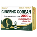 GINSENG COREAN 2000 mg - Vitalitate si Echilibru! 2 Ginseng Corean 2000 Cosmopharm – supliment alimentar pentru energie, vitalitate si sustinerea organismului