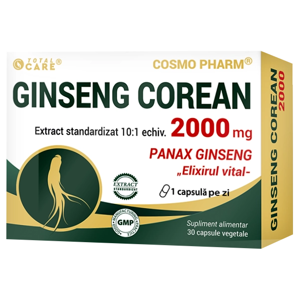 Ginseng Corean 2000 Cosmopharm – supliment alimentar pentru energie, vitalitate si sustinerea organismului