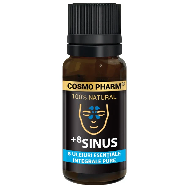 +8 SINUS Cosmopharm – amestec de 8 uleiuri esențiale naturale pentru susținerea căilor respiratorii, eliberarea sinusurilor și respirație ușoară