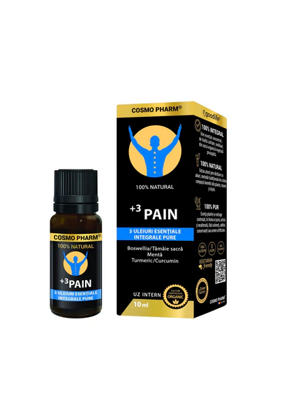 3 Pain Cosmopharm ulei esential – amestec de uleiuri esentiale pentru calmarea durerilor musculare, articulare si relaxare prin aromaterapie