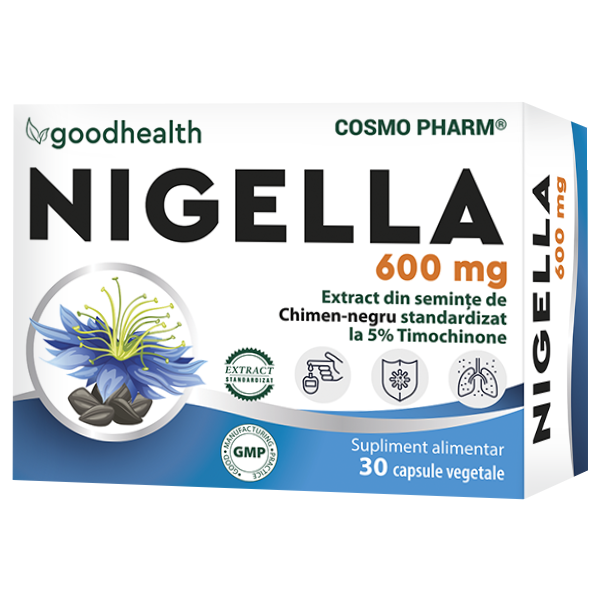 Nigella Sativa 600 mg Cosmopharm 30 capsule extract din seminte de chimen negru pentru sustinerea imunitatii