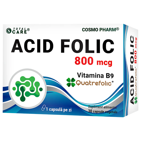 Acid Folic Quatrefolic Cosmopharm supliment alimentar cu folat activ pentru sustinerea sistemului nervos si formarea celulelor rosii