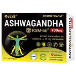 ASHWAGANDHA KSM-66 ~ 700 mg cu 35 mg Withanolide 2 Ashwagandha KSM-66 700 mg Cosmopharm supliment alimentar pentru reducerea stresului, sustinerea energiei si vitalitatii