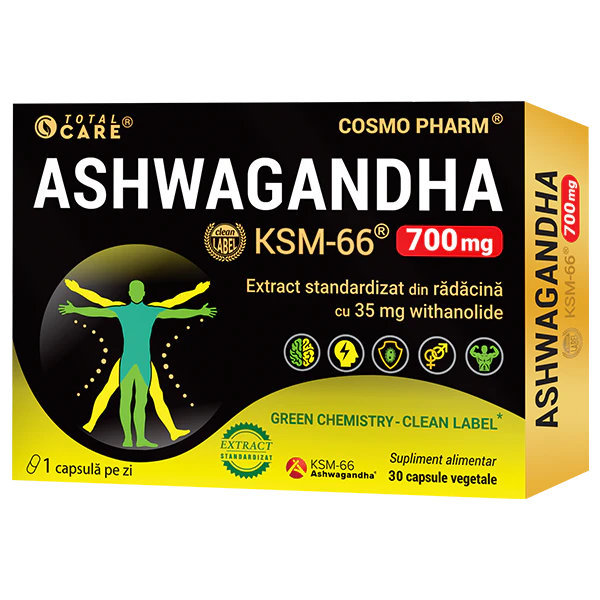 Ashwagandha KSM-66 700 mg Cosmopharm supliment alimentar pentru reducerea stresului, sustinerea energiei si vitalitatii
