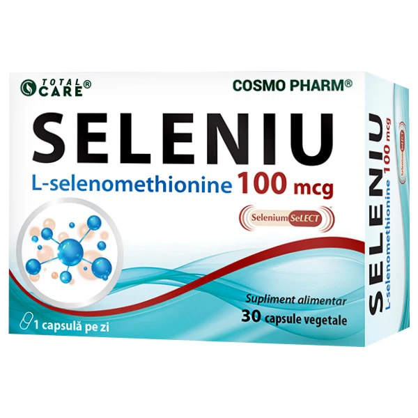 Seleniu 100 mcg Cosmopharm supliment alimentar cu L-selenometionina pentru imunitate, protectie antioxidanta si sustinerea tiroidei