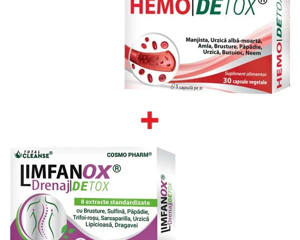 Detoxifiere sange si sistem limfatic – Pachet Detox Total Cosmopharm pentru eliminarea toxinelor si sanatate optima