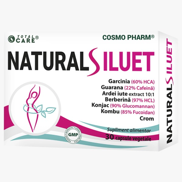 Natural Siluet Cosmopharm – supliment natural pentru controlul greutății cu garcinia cambogia, glucomannan, berberină și crom pentru susținerea metabolismului și reducerea apetitului