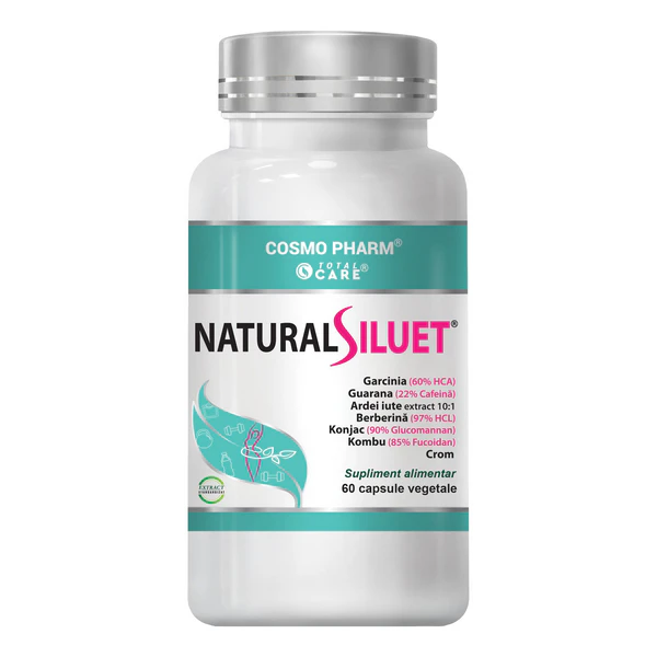 Natural Siluet Cosmopharm – supliment natural pentru controlul greutății cu garcinia cambogia, glucomannan, berberină și crom pentru susținerea metabolismului și reducerea apetitului