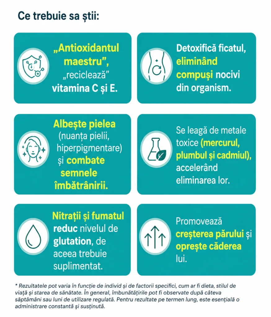 GLUTATHIONE LIPOZOMAL 300 mg 16 Informații despre beneficiile glutationului