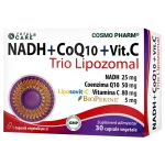 NADH + COENZIMA Q10 + VITAMINA C - Trio Lipozomal 1 NADH coenzima q10 vitamina c trio lipozomal Cosmopharm supliment alimentar pentru energie celulara, vitalitate si sustinerea functiei cognitive