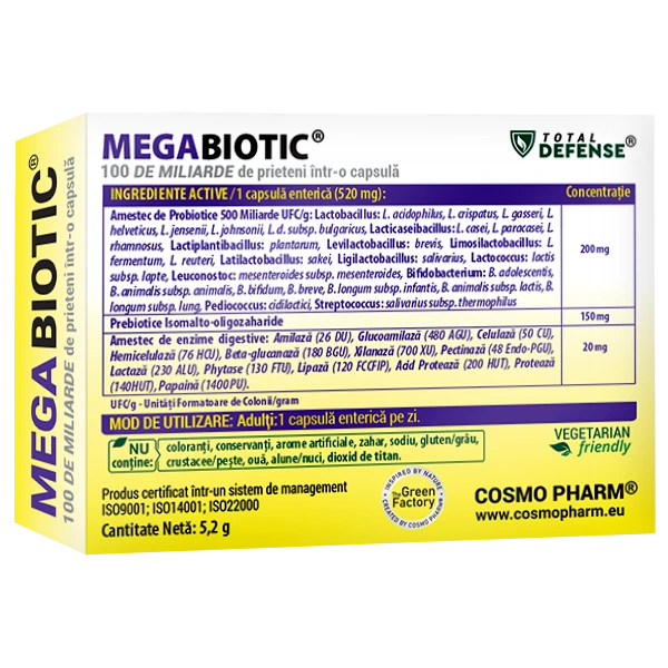 Megabiotic supliment probiotic Cosmopharm pentru sănătatea digestivă