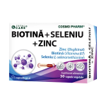 Biotină Seleniu Zinc Cosmopharm supliment alimentar pentru păr piele și unghii