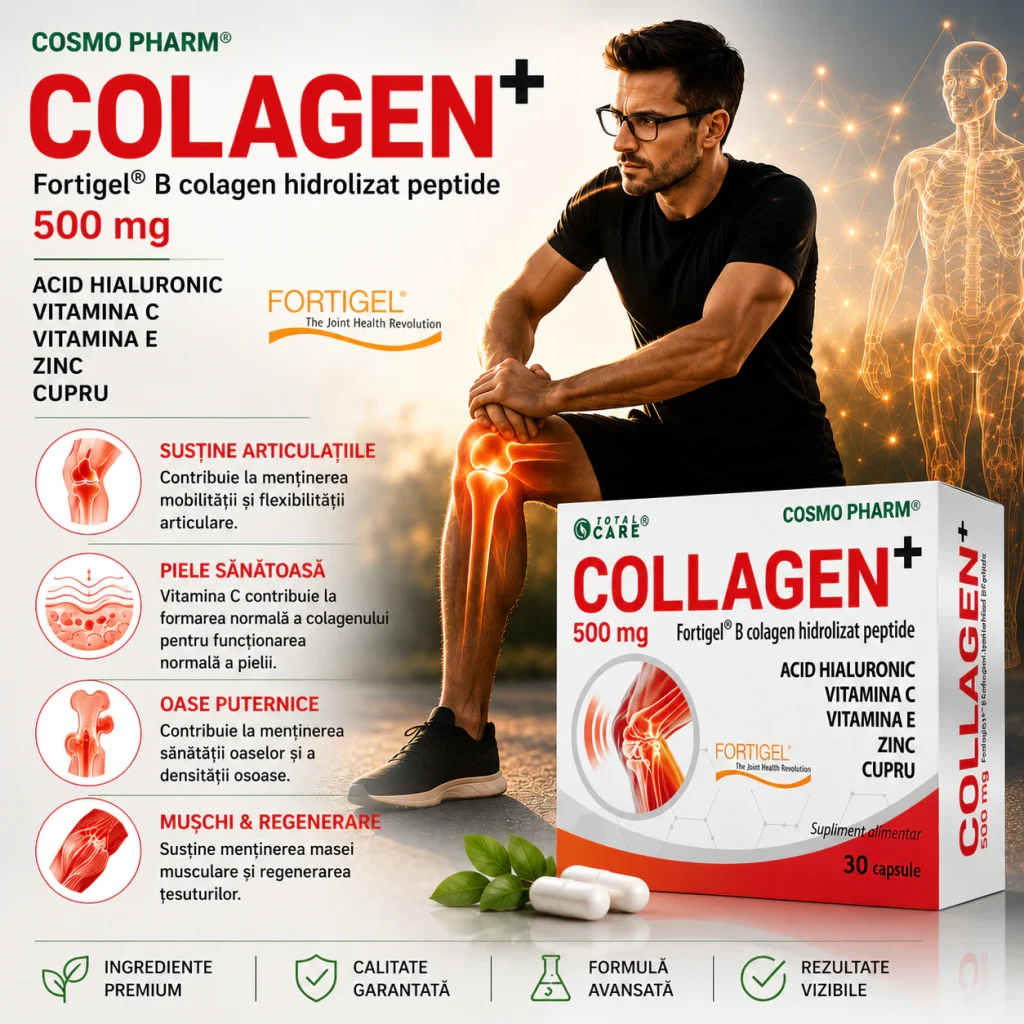 COLLAGEN+ 500 mg - Fortigel® - Colagen Hidrolizat Peptide din sursă bovină 7 collagen 500 mg beneficii