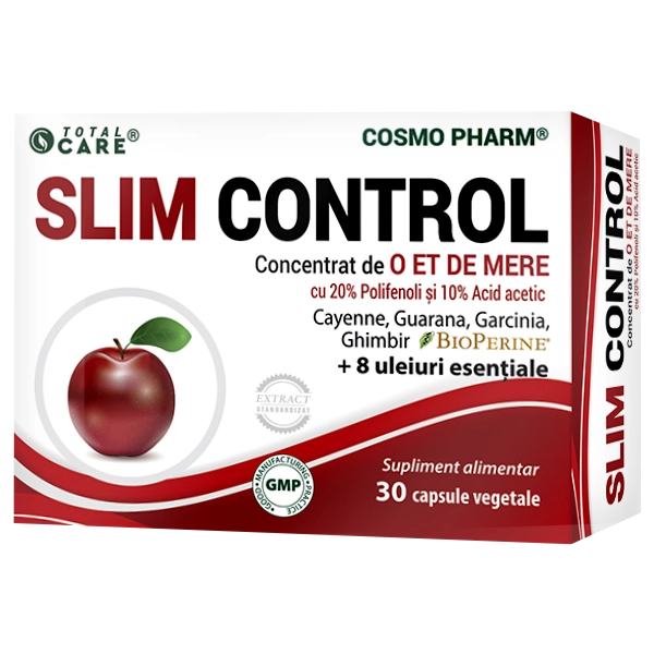 SLIM CONTROL - Concentrat cu oțet de mere 20 Slim Control Cosmopharm supliment pentru controlul greutății și slăbire