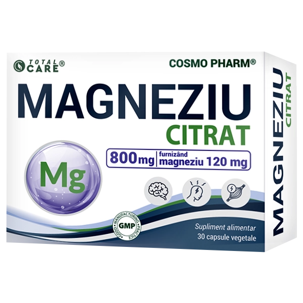 Magneziu Citrat Cosmopharm supliment alimentar pentru sustinerea sanatatii musculare, sistemului nervos si echilibrului electrolitic