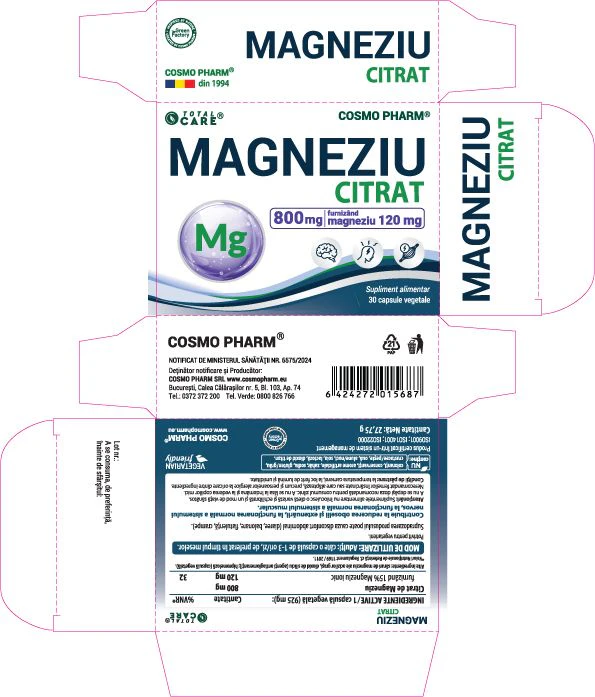 Magneziu Citrat Cosmopharm supliment alimentar pentru sustinerea sanatatii musculare, sistemului nervos si echilibrului electrolitic