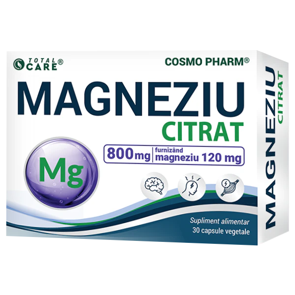 Magneziu Citrat Cosmopharm supliment alimentar pentru sustinerea sanatatii musculare, sistemului nervos si echilibrului electrolitic