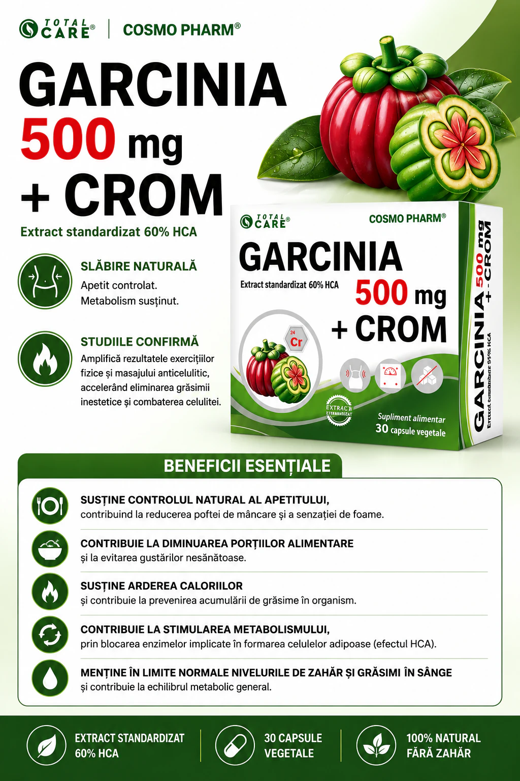 GARCINIA + CROM 7 Supliment pentru slăbire naturală