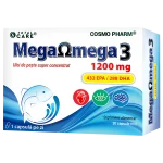 Mega Omega 3 – Ulei de Peste Super Concentrat Cosmopharm – supliment alimentar pentru sustinerea inimii, creierului si sanatatii cardiovasculare