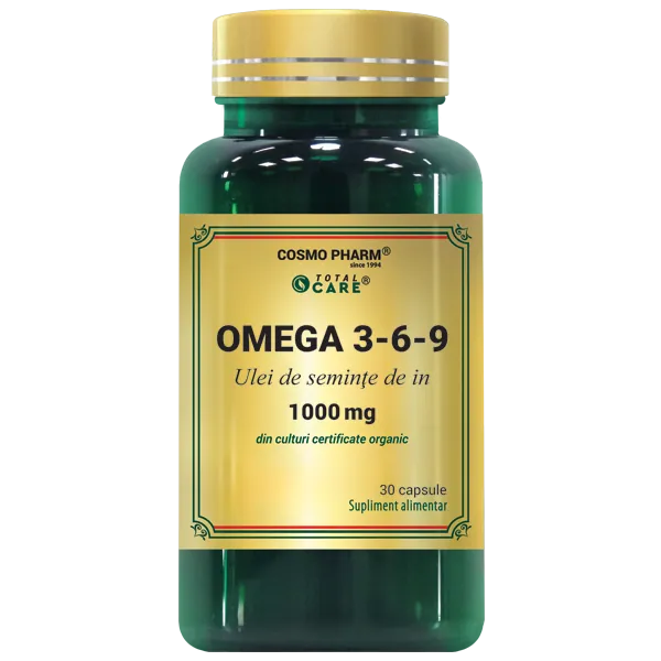 Omega 3-6-9 Ulei de Semințe de In 1000 mg Cosmopharm supliment alimentar pentru sustinerea inimii, creierului si sistemului circulator