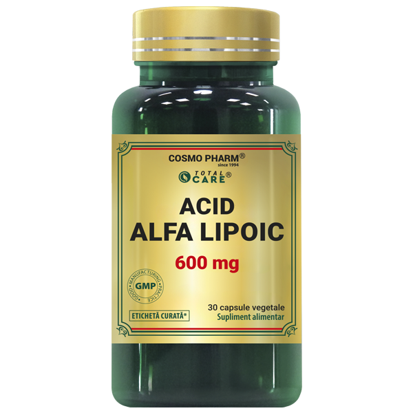 Acid Alfa Lipoic Cosmopharm capsule – supliment antioxidant pentru protectia celulara, reducerea stresului oxidativ si sustinerea metabolismului si sanatatii nervilor