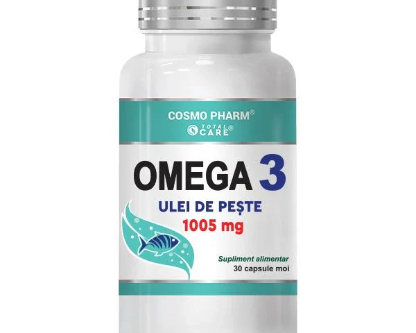 Omega 3 ulei de peste Cosmopharm supliment alimentar cu EPA si DHA pentru sustinerea inimii si functionarea normala a creierului