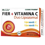 FIER + VITAMINA C DUO LIPOZOMAL 1 Fier cu Vitamina C Lipozomal Cosmopharm supliment alimentar pentru sustinerea nivelului normal de fier si a sistemului imunitar