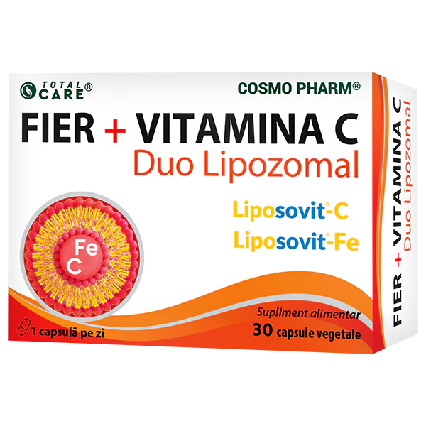 Fier cu Vitamina C Lipozomal Cosmopharm supliment alimentar pentru sustinerea nivelului normal de fier si a sistemului imunitar