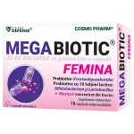 Megabiotic Femina Cosmopharm capsule – probiotic intim premium cu 20 miliarde UFC pentru sanatatea completa a femeii, sustinerea florei vaginale, imunitatii si echilibrului hormonal