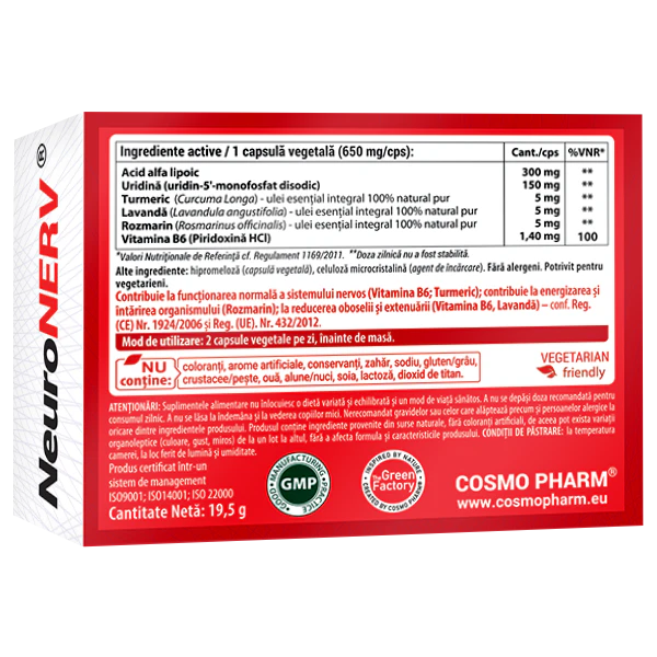 NeuroNerv Cosmopharm supliment pentru sustinerea sistemului nervos si memoriei