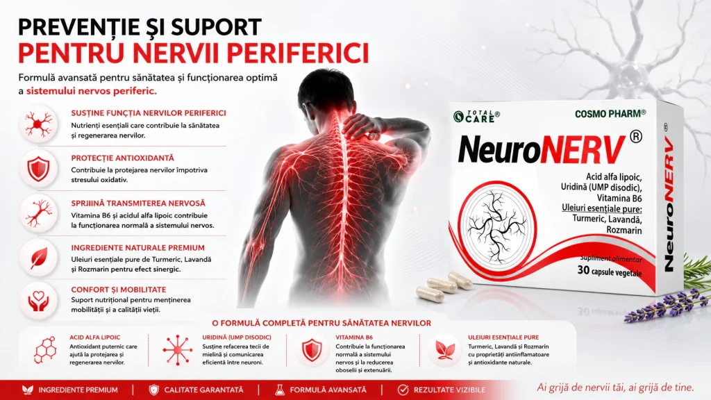 NEURONERV® – Suport avansat pentru sistemul nervos periferic cu Uridina & Acid Alfa-Lipoic 7 Suport pentru nervii periferici.