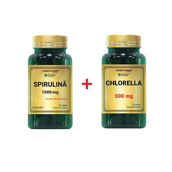 Pachet Detox Celular: SPIRULINA 1000 mg + CHLORELLA 500 mg 3 Pachet Detox Celular: SPIRULINA 1000 mg + CHLORELLA 500 mg
