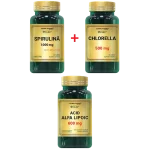 Trio Antioxidant Detox Cosmopharm – complex cu Spirulina, Chlorella si acid alfa lipoic pentru detoxifiere profunda, eliminarea metalelor grele si sustinerea ficatului, rinichilor si intestinelor