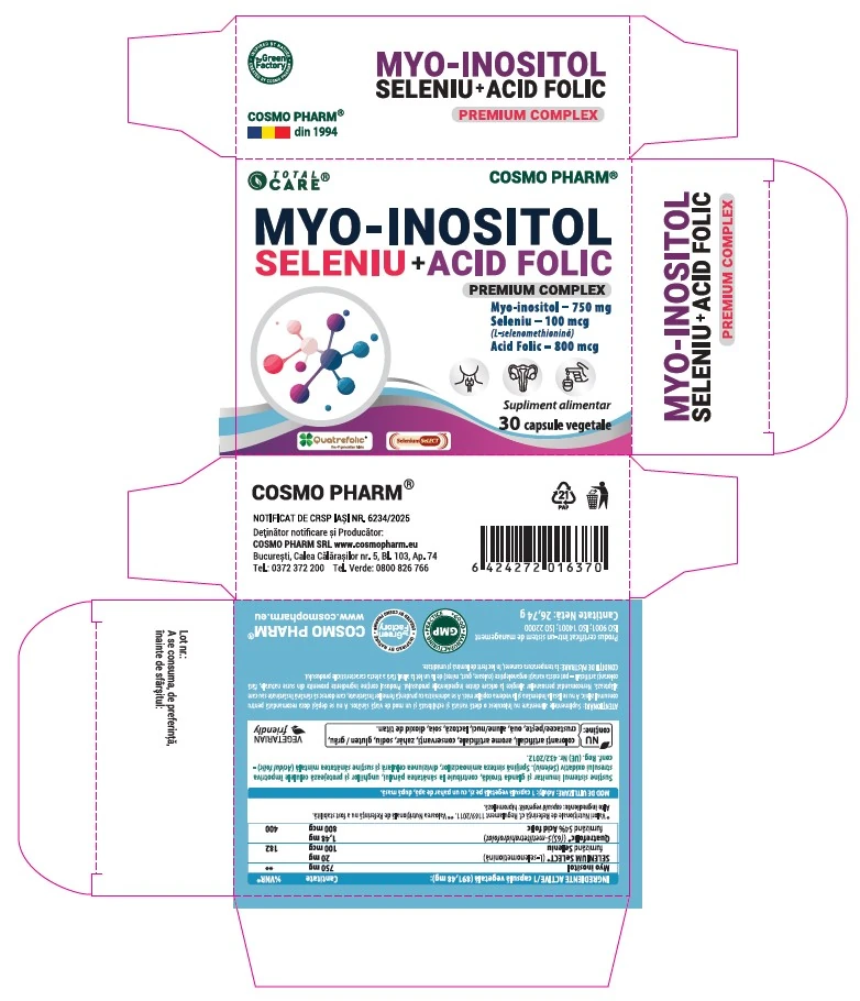Myo-Inositol + Seleniu + Acid Folic Cosmopharm capsule – supliment natural pentru sustinerea fertilitatii, echilibrului hormonal si sanatatii reproductive a femeii