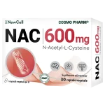 NAC 600 (N-Acetilcisteină) 2 NAC N-Acetilcisteina Cosmopharm capsule – supliment antioxidant pentru detoxifierea ficatului, reducerea stresului oxidativ si sustinerea sanatatii respiratorii