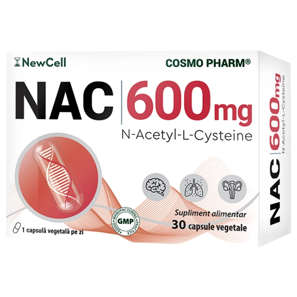 NAC N-Acetilcisteina Cosmopharm capsule – supliment antioxidant pentru detoxifierea ficatului, reducerea stresului oxidativ si sustinerea sanatatii respiratorii