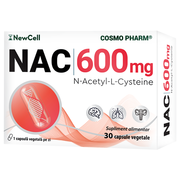 NAC N-Acetil Cisteina Cosmopharm capsule – supliment antioxidant pentru detoxifierea ficatului, reducerea stresului oxidativ si sustinerea sanatatii respiratorii