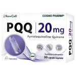 PQQ 20 mg (Pyrroloquinoline Quinone) 1 PQQ (Pyrroloquinoline Quinone) Cosmopharm capsule – supliment cardio protector pentru sustinerea functiei cardiovasculare, energiei mitocondriale si protectiei celulare impotriva stresului oxidativ
