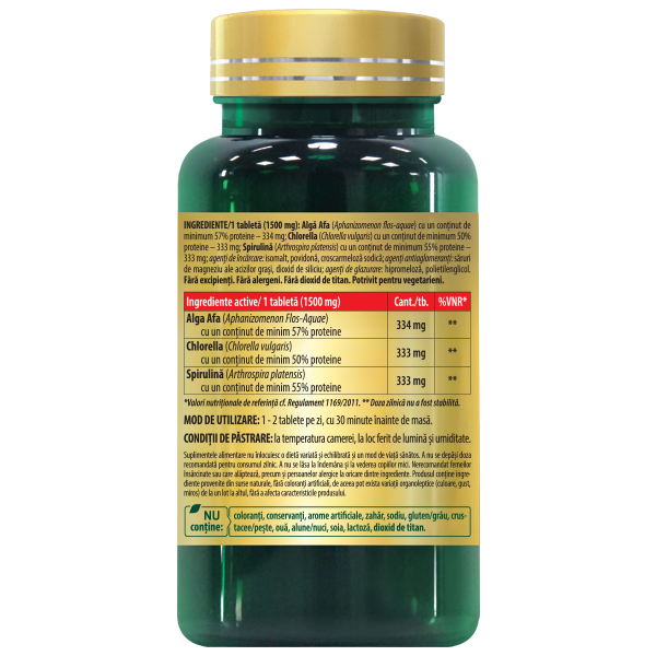 Alga AFA COMPLEX • Chlorella • Spirulina – complex premium 3-în-1 cu microalge - imagine 2