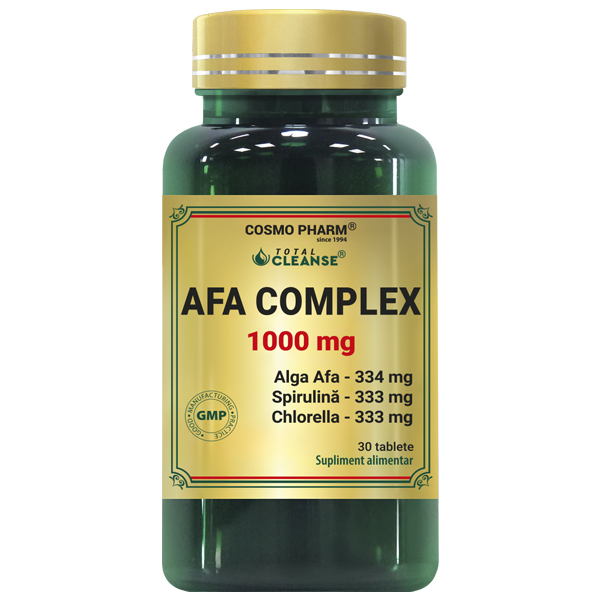 AFA Complex Cosmopharm (Chlorella, Spirulina, Alga AFA) – supliment natural pentru detoxifierea organismului, neuroprotectie, sustinerea functiilor cognitive si intarirea imunitatii
