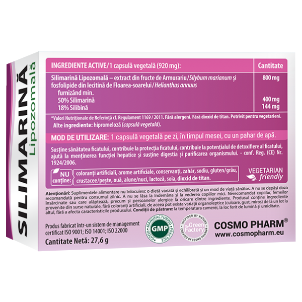 SILIMARINA LIPOZOMALA 800mg - imagine 3