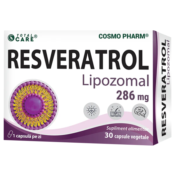 Resveratrol Lipozomal Cosmopharm supliment alimentar antioxidant pentru sustinerea sanatatii cardiovasculare si efect anti-aging