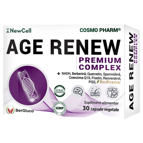 AGE RENEW® by NEW CELL | Supliment pentru longevitate, energie celulară și anti-aging, 30 capsule vegetale