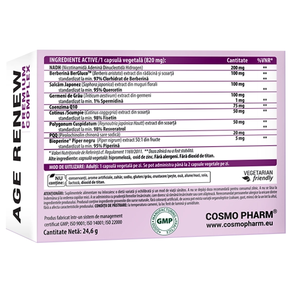 AGE RENEW® by NEW CELL 4 AGE RENEW® by NEW CELL | Supliment pentru longevitate, energie celulară și anti-aging, 30 capsule vegetale