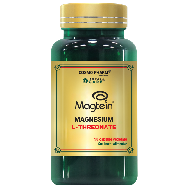 Magtein Magneziu L-Treonat COSMO PHARM® – 90 capsule vegetale, supliment alimentar premium pentru susținerea memoriei, concentrării și sănătății creierului. Formula avansată cu Magneziu L-Treonat (Magtein®) oferă absorbție superioară și contribuie la îmbunătățirea funcțiilor cognitive, reducerea stresului și menținerea clarității mentale. Ideal pentru focus mental, performanță intelectuală și echilibru al sistemului nervos.