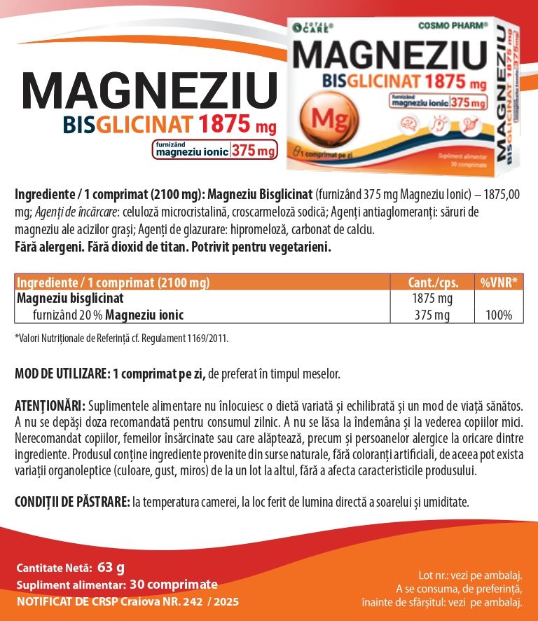 Prospect magneziu bisclicinat 1875 mg p1 - Cosmopharm
