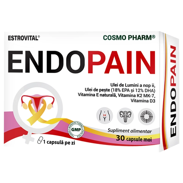 ESTROVITAL® ENDOPAIN – confort și reducerea inflamației, 30 capsule moi 14 Estrovital ENDOPAIN - Supliment alimentar pentru reducerea disconfortului asociat endometriozei și susținerea sănătății feminine.