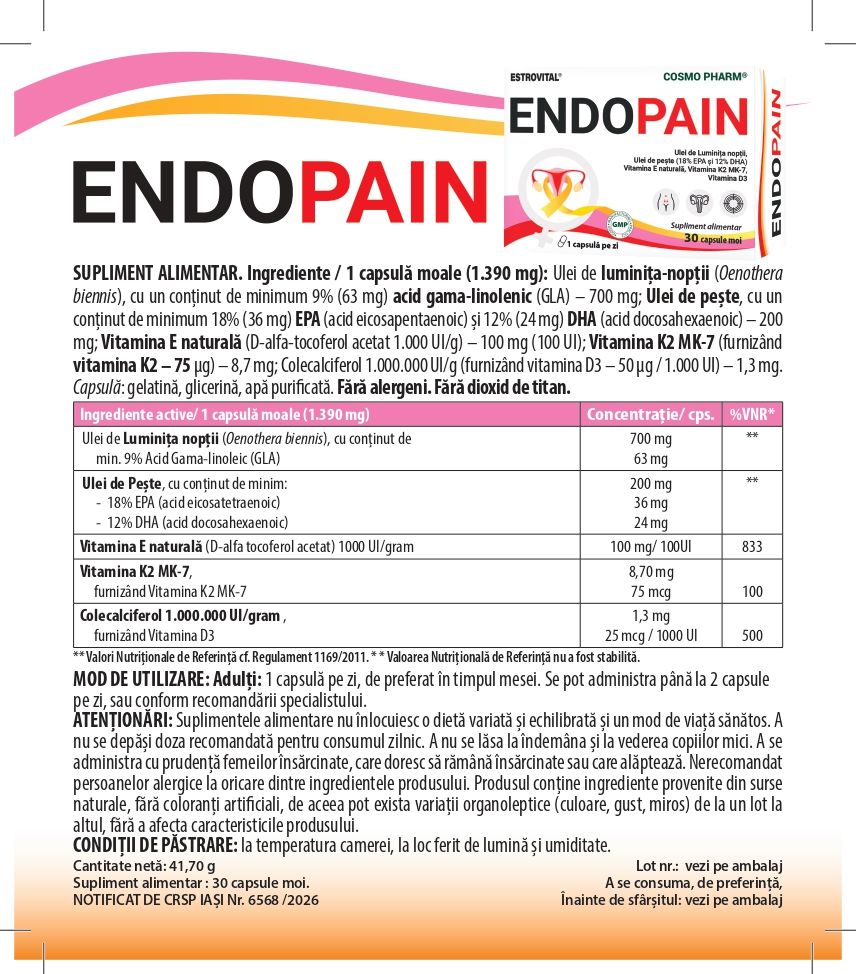 ESTROVITAL® ENDOPAIN – confort și reducerea inflamației, 30 capsule moi 6 Prospect Estrovital EndoPain page 0001
