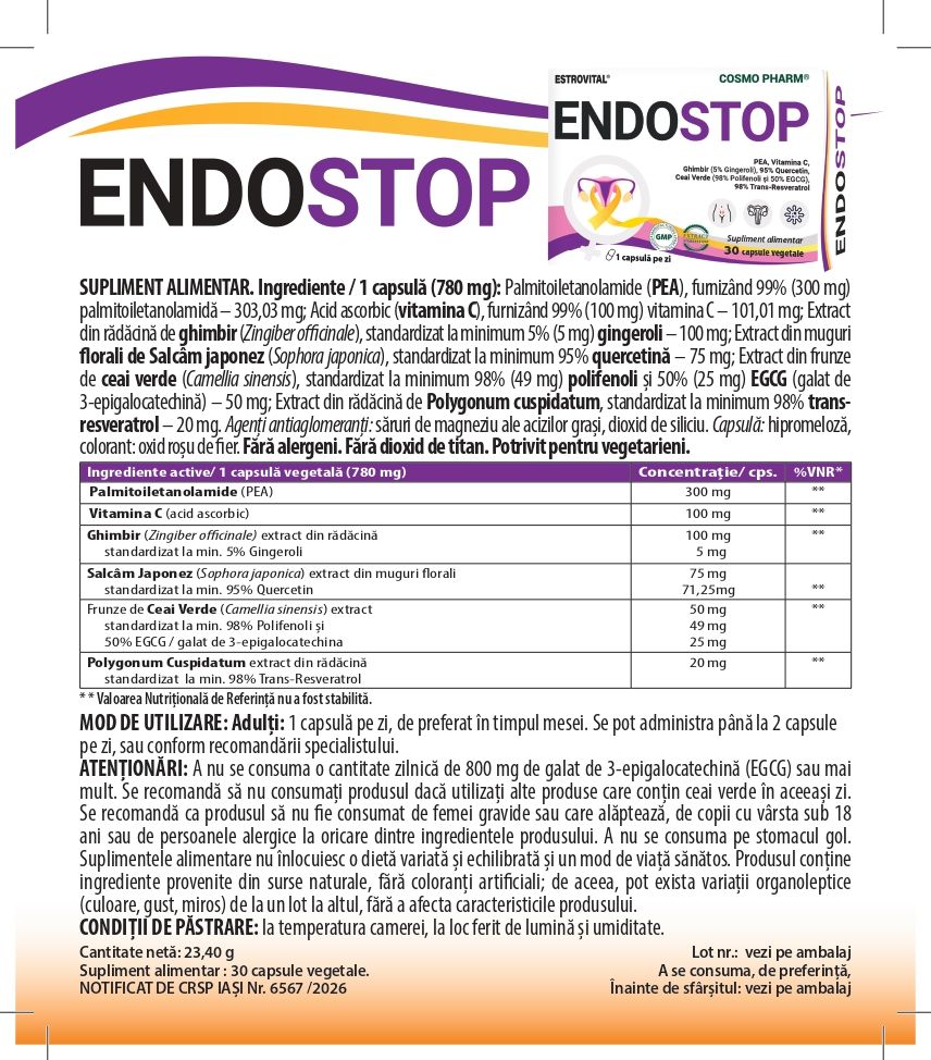 ESTROVITAL® ENDOSTOP – 30 capsule vegetale, COSMO PHARM 6 Prospect Estrovital EndoStop page 0001